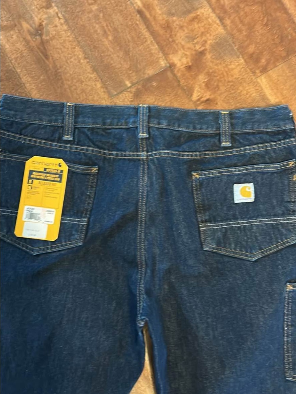 Carhartt Dark Indigo Denim Work Jeans - Carhartt Logo